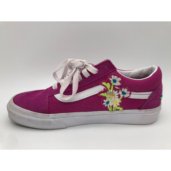 Vans Old Skool Floral Chenille Sneakers Fuchsia Embroidered Men's 5.5 Women's 7 - Picture 4 of 9